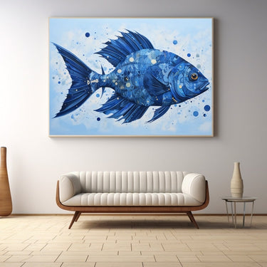 Tableau Poisson Contemporain Bleu